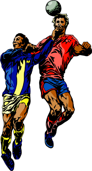 Soccer players in action full color sports sticker. Personalize on line. SOCCER_6C_28