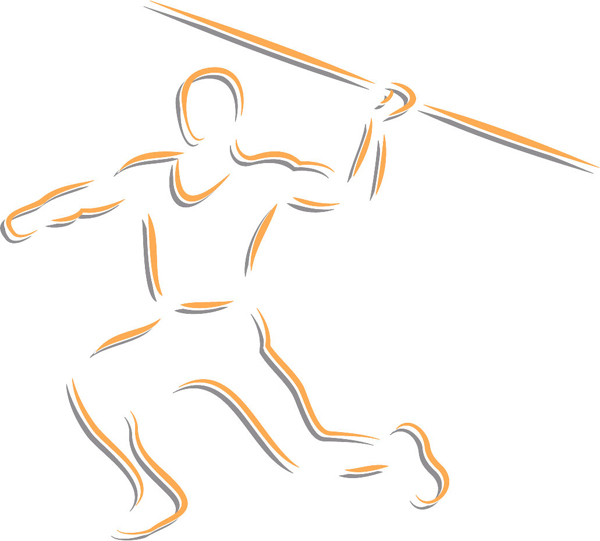 Javelin thrower color action sports decal. Personalize on line. TRACK_FIELD_2C_20