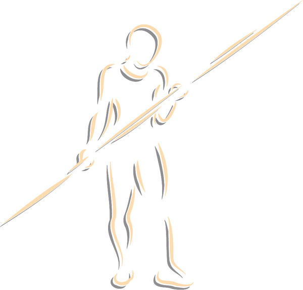 Javelin thrower action sports sticker. Personalize on line. TRACK_FIELD_2C_34