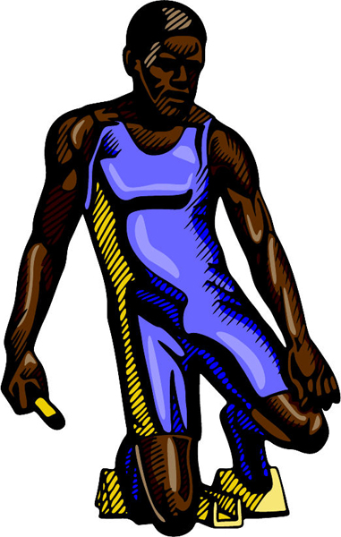 Baton racer full color sports sticker. Personalize on line. TRACK_FIELD_4C_03