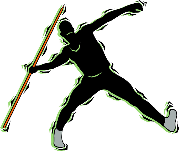 Javelin thrower color action sports decal. Personalize as you order. TRACK_FIELD_4C_17