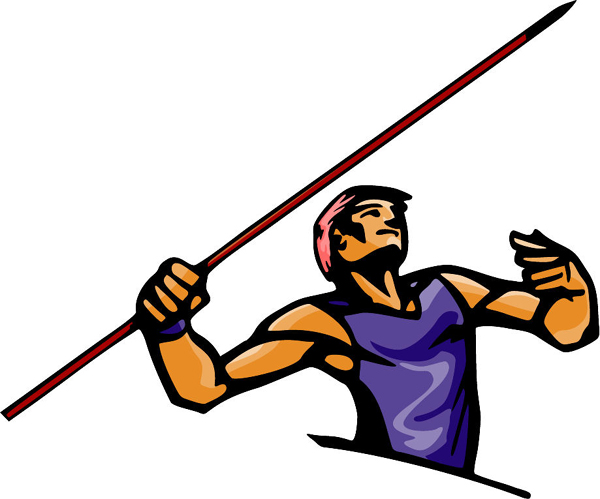 Javelin thrower full color sports sticker. Personalize on line. TRACK_FIELD_5C_03