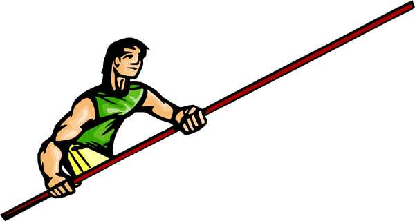Pole vaulter full color sports sticker. Personalize on line. TRACK_FIELD_5C_09