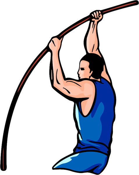 Pole vaulter full color sports sticker. Customize on line. TRACK_FIELD_5C_13
