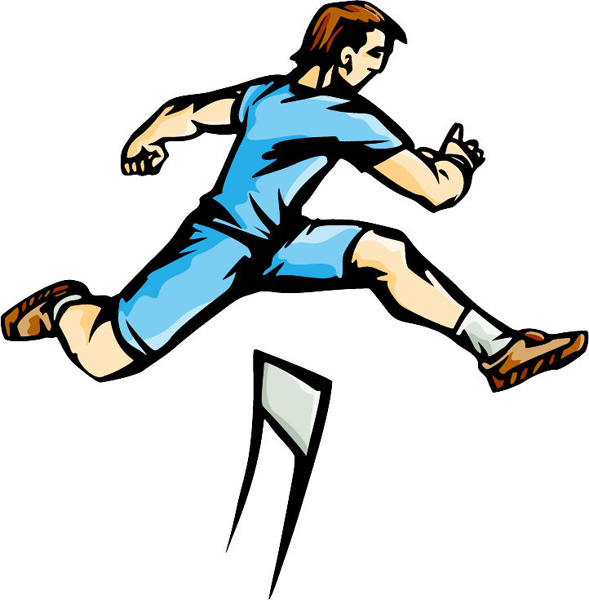 Hurdle jumper full color action sports decal. Customize on line. TRACK_FIELD_5C_32