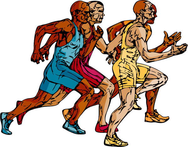 Group of runners full color sports decal. Customize on line. TRACK_FIELD_6C_09