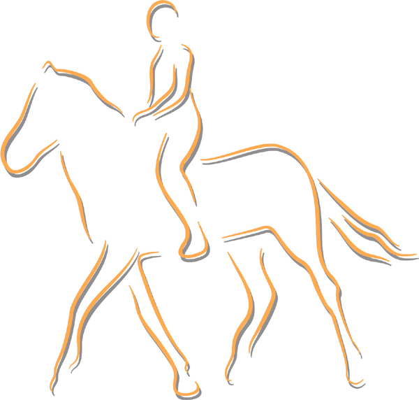 Horse and rider color sports decal. Customize on line. sports-MISC_2C_150