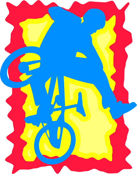 Bicycle action full color sports sticker. Personalize on line. sports-MISC_3C_001