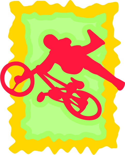 Bicycle action rider full color sports decal. Customize on line. sports-MISC_3C_003