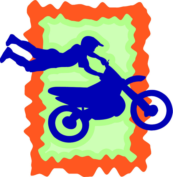 Motorcycle action rider full color sports decal. Personalize on line. sports-MISC_3C_018