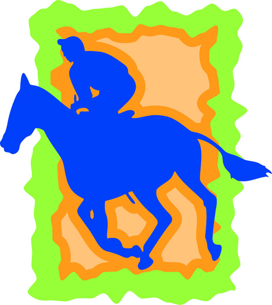 Racing horse and rider full color sports sticker. Personalize on line. sports-MISC_3C_106