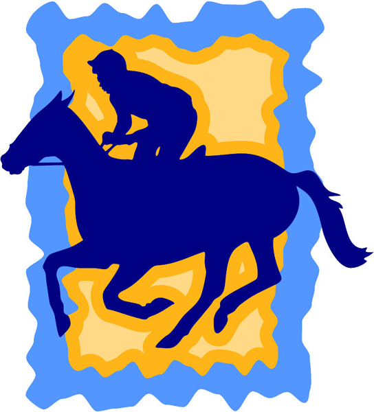 Running horse and rider full color sports sticker. Customize on line. sports-MISC_3C_108