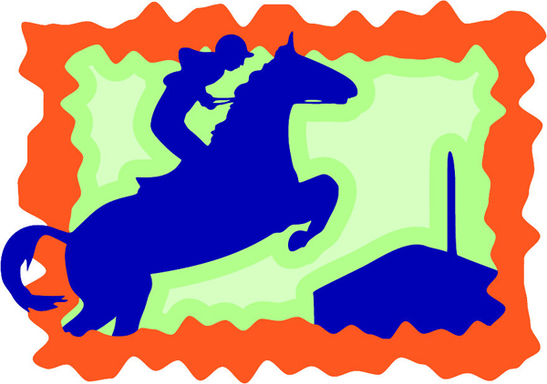 Jumping horse and rider full color action sports decal. Customize on line. sports-MISC_3C_113