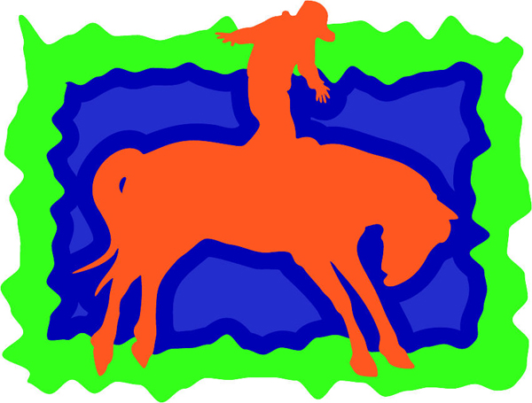 Trick rider standing on horse full color action sports decal. Personalize on line. sports-MISC_3C_120