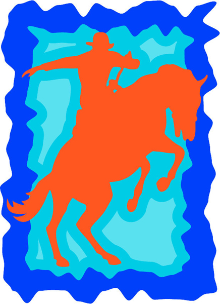 Bucking horse and rider action full color sports sticker. Personalize on line. sports-MISC_3C_126