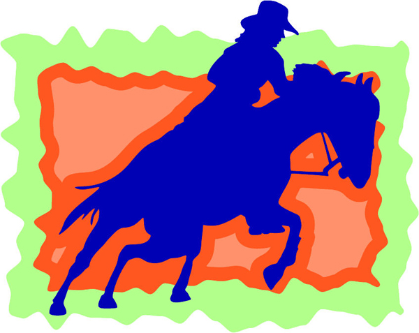 Cowgirl and horse full color action sports decal. Personalize on line. sports-MISC_3C_136