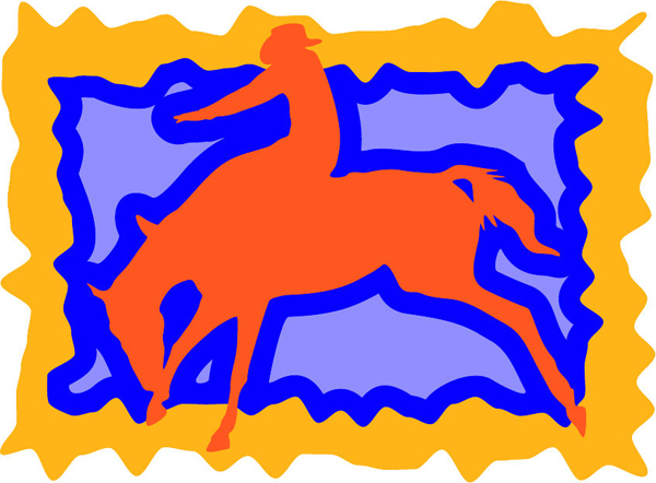 Bronc buster full color sports decal. Personalize on line. sports-MISC_3C_146