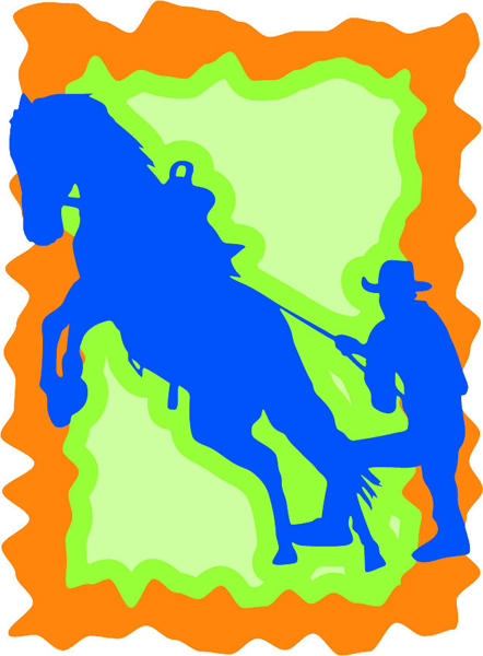 Bucking horse and cowboy full color sports sticker. Personalize on line. sports-MISC_3C_148