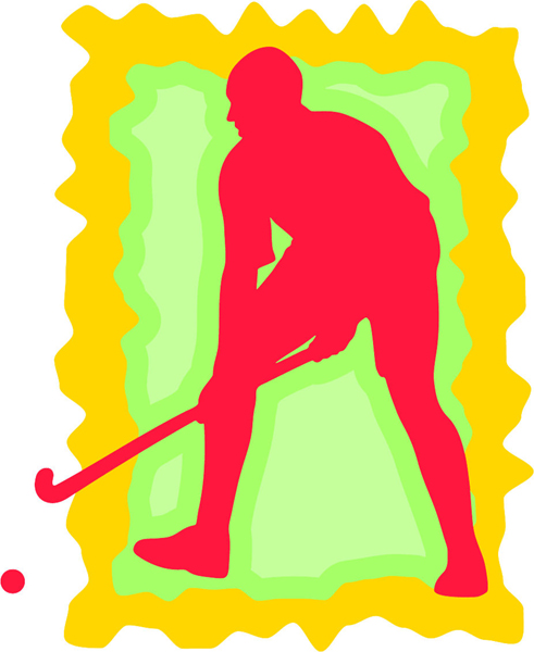 Player with stick and ball full color sports sticker. Customize on line. sports-MISC_3C_219