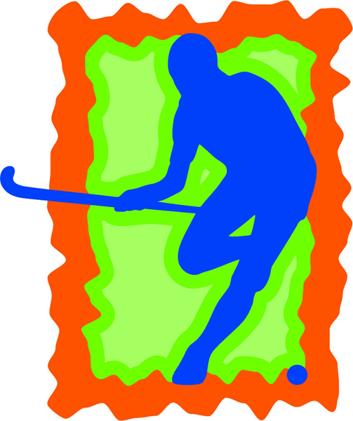 Player with stick and ball full color action sports decal. Customize on line. sports-MISC_3C_221