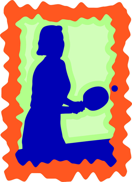 Lady ping pong player full color action sports decal. Make it your own. sports-MISC_3C_260