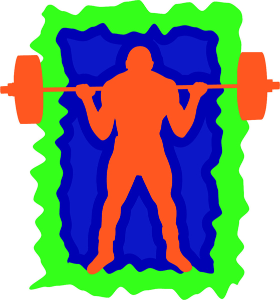 Weight lifter in action full color sports sticker. Personalize on line. sports-MISC_3C_392