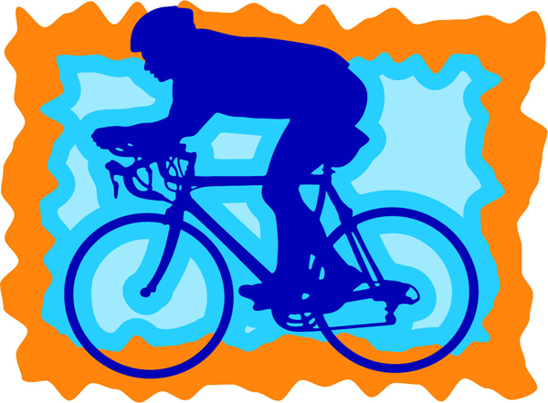 Bicyclist full color action sports decal. Personalize on line. sports-MISC_3C_403