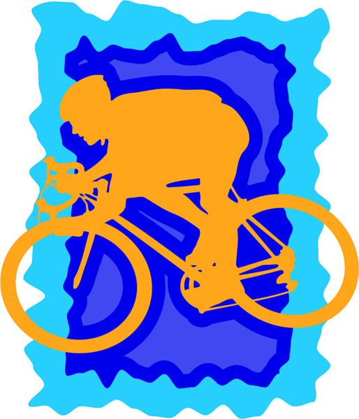 Bicyclist full color action sports sticker. Personalize on line. sports-MISC_3C_404