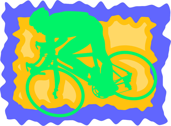 Bicyclist full color sports decal. Personalize on line. sports-MISC_3C_407