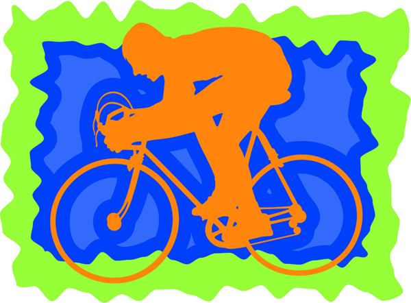 Bicyclist color sports sticker. Personalize as you order. sports-MISC_3C_410