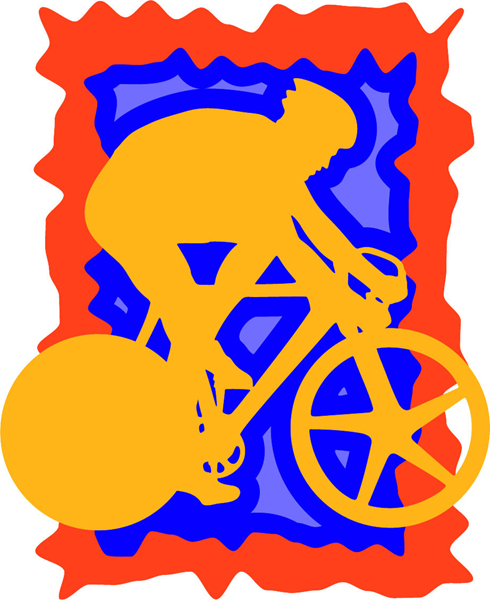 Bicyclist full color action sports decal. Personalize on line. sports-MISC_3C_416