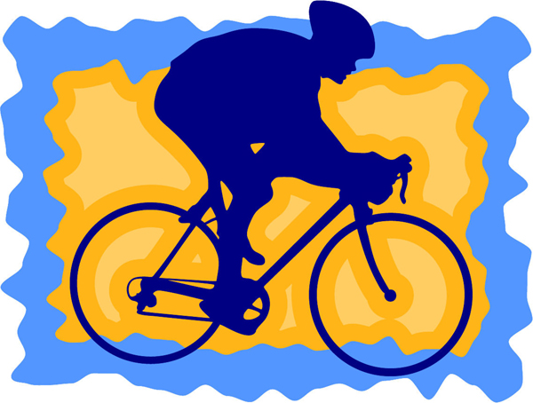 Bicyclist action full color sports decal. Personalize on line. sports-MISC_3C_417