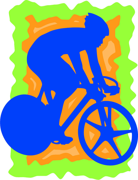 Bicyclist action full color sports decal. Personalize on line. sports-MISC_3C_419