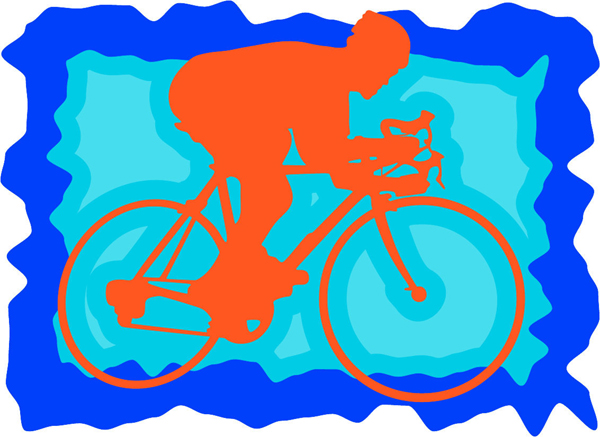 Bicyclist full color action sports decal. Personalize on line. sports-MISC_3C_420