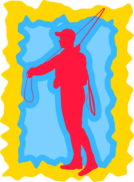 Fly fishing color sports sticker. Make it yours! sports-MISC_3C_436