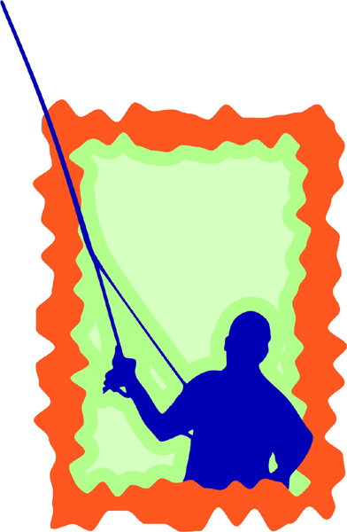 Fisherman sports sticker action in full color. Customize on line. sports-MISC_3C_448