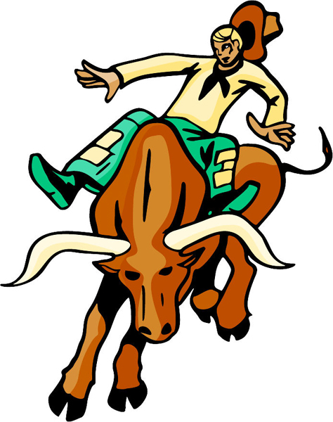 Bull rider full color sports sticker. Personalize on line. sports-MISC_4C_05