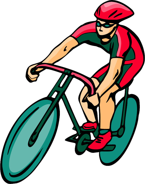 Bicyclist action full color sports decal. Personalize on line. sports-MISC_4C_15