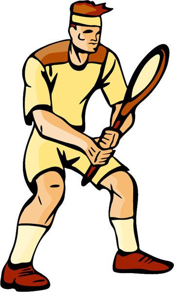 Tennis player action full color sports decal. Customize as you order. sports-MISC_4C_18