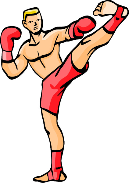 Kick boxer full color sports sticker. Personalize on line. sports-MISC_4C_32