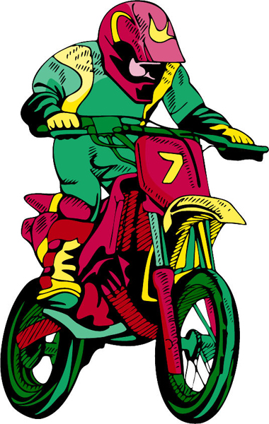 Motorcycle racing full color action sports sticker. Make it your own. sports-MISC_4C_39