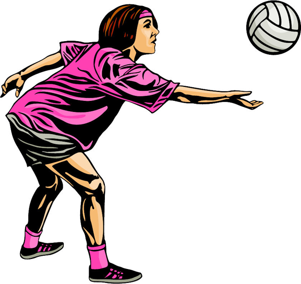 Lady volleyball player full color action sticker. Personalize on line. sports-MISC_5C_24