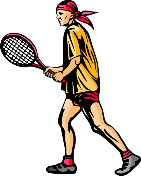 Tennis player full color action sticker. Personalize as you order. sports-MISC_5C_35