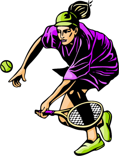 Woman tennis player full color action sports decal. Make it yours. sports-MISC_5C_36
