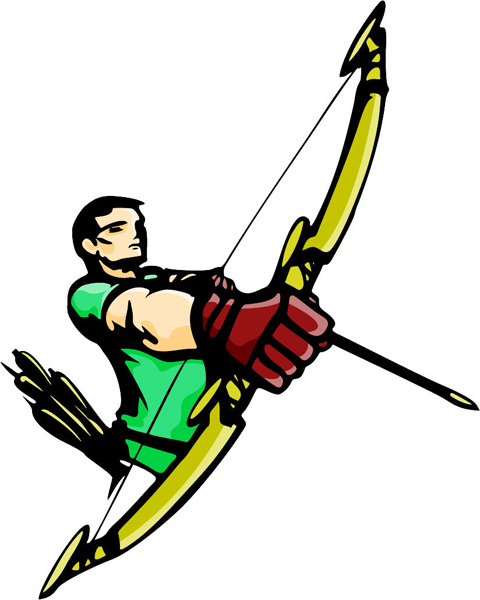 Archery action full color sports sticker. Customize on line. sports-MISC_5C_40