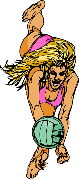 Lady volleyball player full color action sports sticker. Customize on line. sports-MISC_6C_05