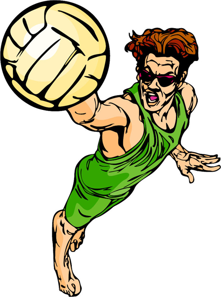Men's volleyball action sports sticker in full color. Customize on line. sports-MISC_6C_16