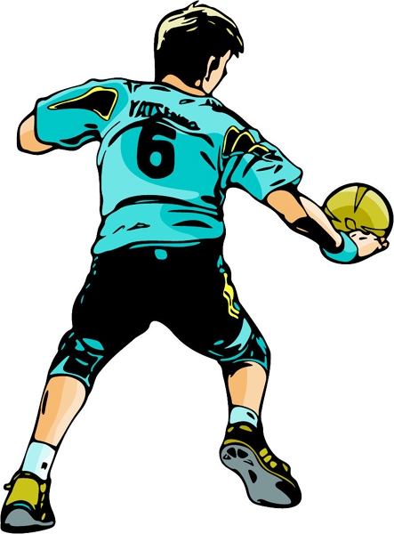 Volleyball action player full color sports sticker. Personalize on line. sports-MISC_6C_36