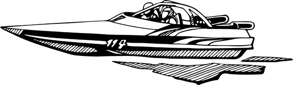Speedboat action sports sticker. Customize on line. AUTO_BOAT_4BL_06