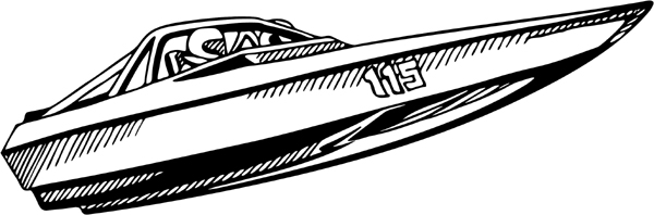 Speedboat vinyl sports action sticker. Personalize on line. AUTO_BOAT_4BL_07